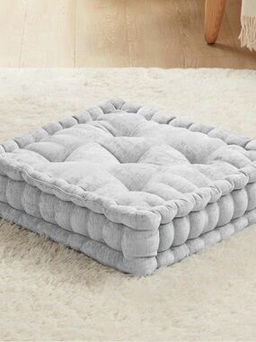 🛋️ 🆕 Codi Chenille Floor Pillow – Individual Gray Cushion | 20” x 20”